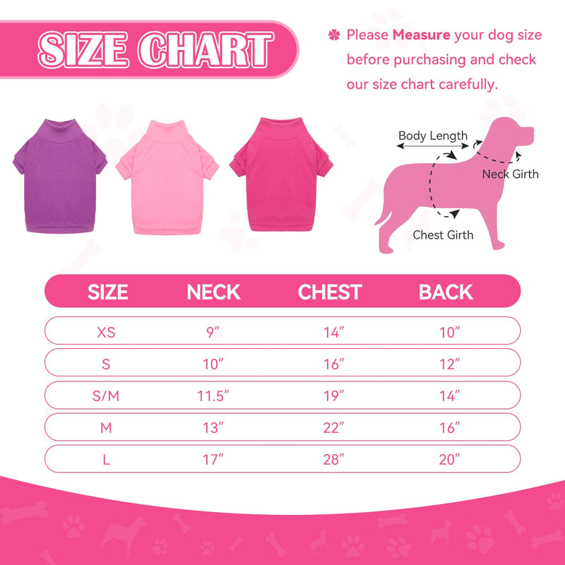 3 Pack Dog Sweaters for Large Dogs, Fleece Dog Sweater Large Dog Clothes Turtleneck Soft Warm Dog Sweatshirt Boy Girl Pet(Pink+Hotpink+Purple,L) Pink Hotpink Purple - PawsPlanet Australia