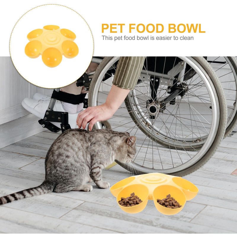 UKCOCO Multipurpose Pet Feeding Bowl 14-Inch Flower Shape Multi Cat Feeder Dog Treats Dispenser Easy to Clean Food Water Dish Yellow - PawsPlanet Australia