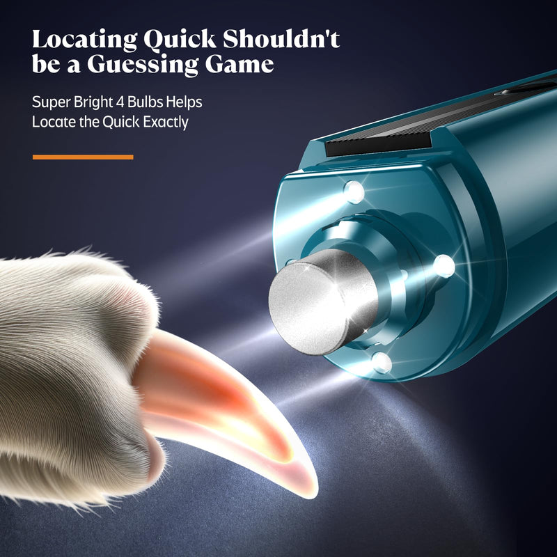 YABIFE 4-Lights Dog Nail Grinder, Easy Quick Locate Dog Nail Trimmers, for Puppy Paw Toenails or Pets from Small, Medium to Large, with Travel Lock, Whisper Quiet, Heavy Duty 3 Speeds A - Dark Blue - PawsPlanet Australia