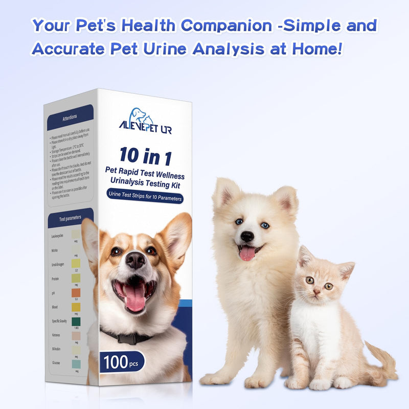 10-Parameter Urine Test Strips for Cat & Dog 10 in 1 UTI Test Kit Pets Rapid Diabetes Urinalysis Testing 100 Counts, 1 Pack 1 Count (Pack of 100) - PawsPlanet Australia