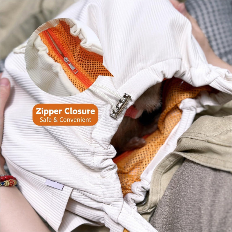 Ferret Sling Carrier - Pet Carrying Bag with Adjustable Strap Hands Free Shoulder Bag Crossbody Travel Slings Soft Small Animal Bonding Pouch Front Backpack for Ferret Rabbit Puppy Kitten (Beige) Beige - PawsPlanet Australia