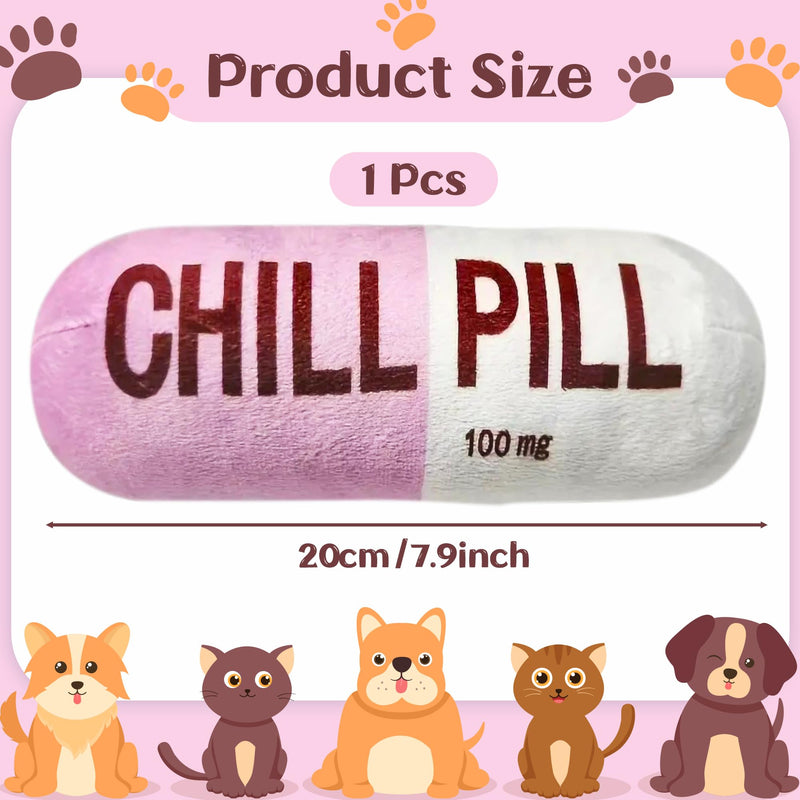 CUweipeng Funny Chill Pill Dog Toy - Interactive Dog Teething Squeak Toys Squeaky Pet Toy Indoor Bite Kick Plush Dog Cat Play Toys Supplies for Puppies Small Dog Pet Present Cats Pet Lovers Gift #Pink Pink - PawsPlanet Australia