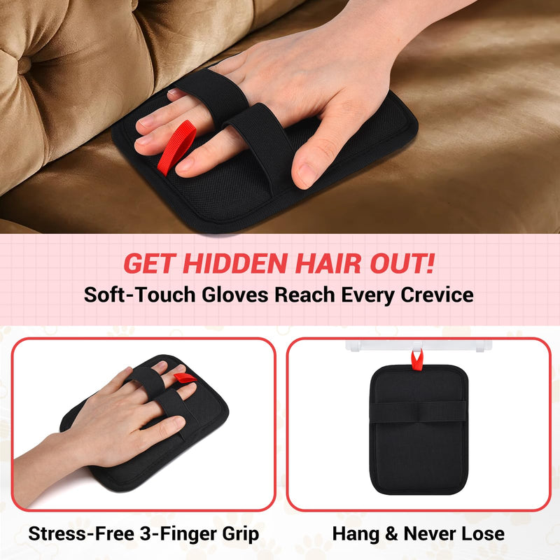 2 PCS Electrostatic Pet Hair Removal Glove, Upgraded Reusable Grooming Gloves for Dogs & Cats, Efficient Fur Remover for Couch, Car Seat, Furniture, Carpet, Animal Fur Removal Tool - PawsPlanet Australia