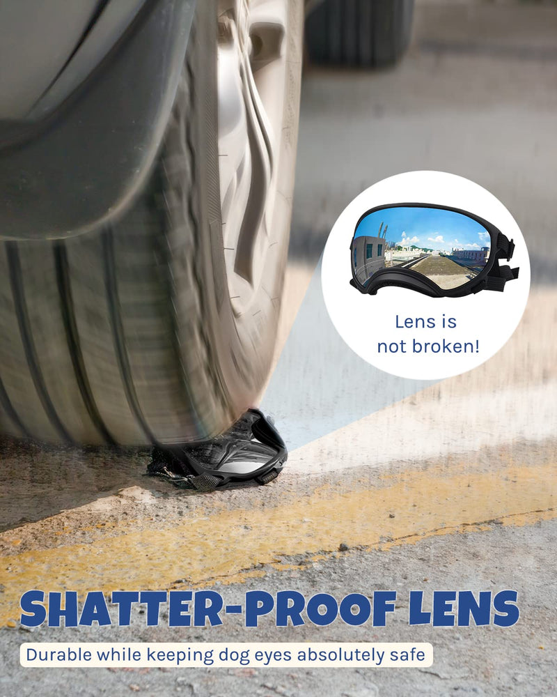 Large Dog Sunglasses, Dog Goggles Large Breed and Medium, UV Protection, Windproof, Dustproof and Snowproof. Shatterproof Lens, Adjustable Strap Silver - PawsPlanet Australia