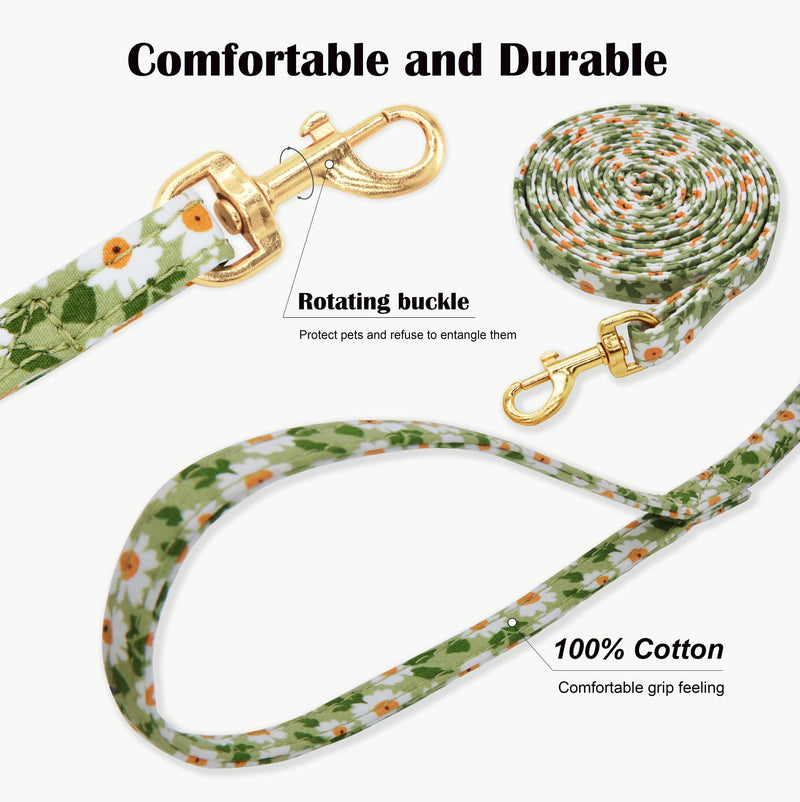 No Pull Dog Harness Adjustable Small pet Harness and Leash Set, Lightweight and Soft Dog Harness No Choke Escape Proof Pet Harness Vest (Green Daisy, XS) Green Daisy - PawsPlanet Australia