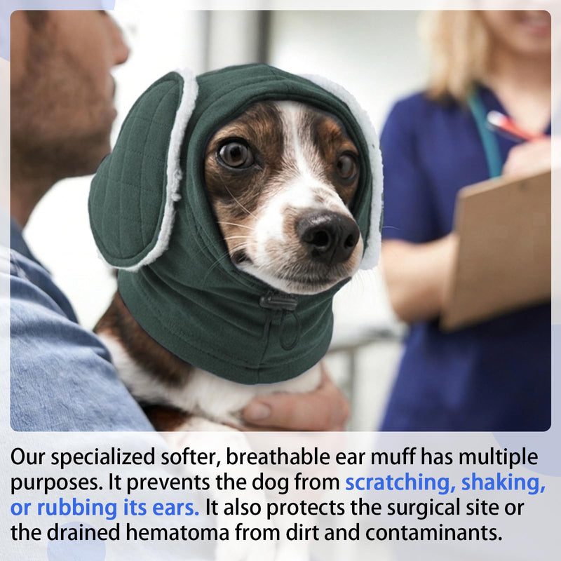 MIGOHI Soft Dog Ear Muffs Noise Protection,Ear Covers for Dogs,Dog No Shake Ear Wrap for Hematoma,Calming Hoodie Quiet Ears Head Warps for Medium Large Dogs Groom,Bath,Thunderstorms,Firework,XL,Green Green X-Large