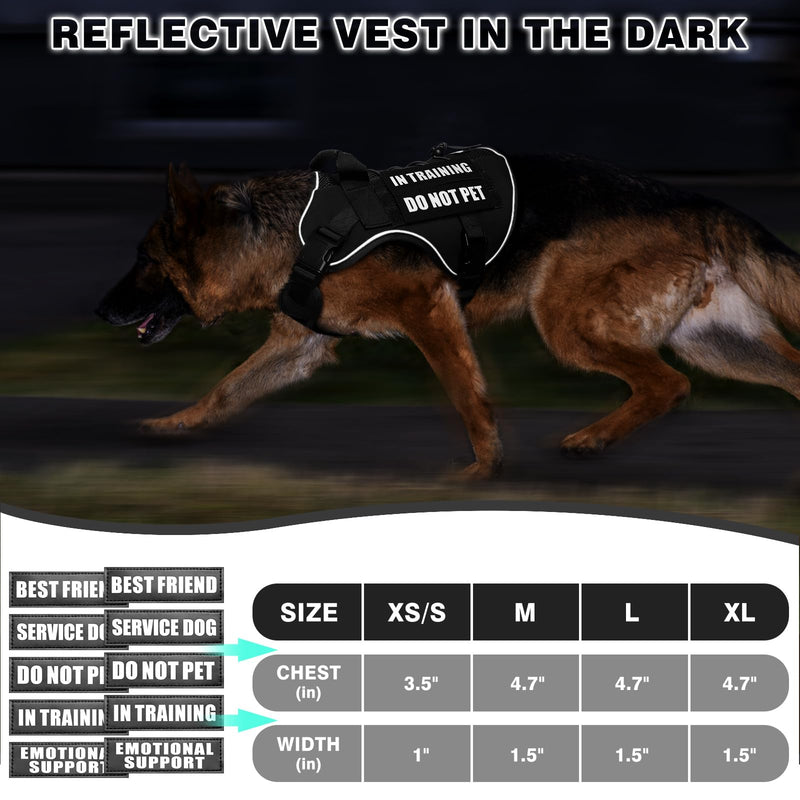 WINSEE Service Dog in Training Mesh Harness with 10 Pet Patches, Soft Air Mesh Breathable Tactical Dog Molle Vest, Reflective Military Pet Vest for Walking Hiking for Small Dogs Black - PawsPlanet Australia