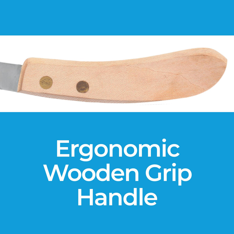 Hoof Knife Single Sided Edge Wide Blade – Stainless Steel Curved Blade Farrier Tool with Fine Wooden Grip, Multipurpose Hoof Trimming Knife for Livestock, 3-Inch Blade, 8.5-Inch Overall Narrow-Blade - RH