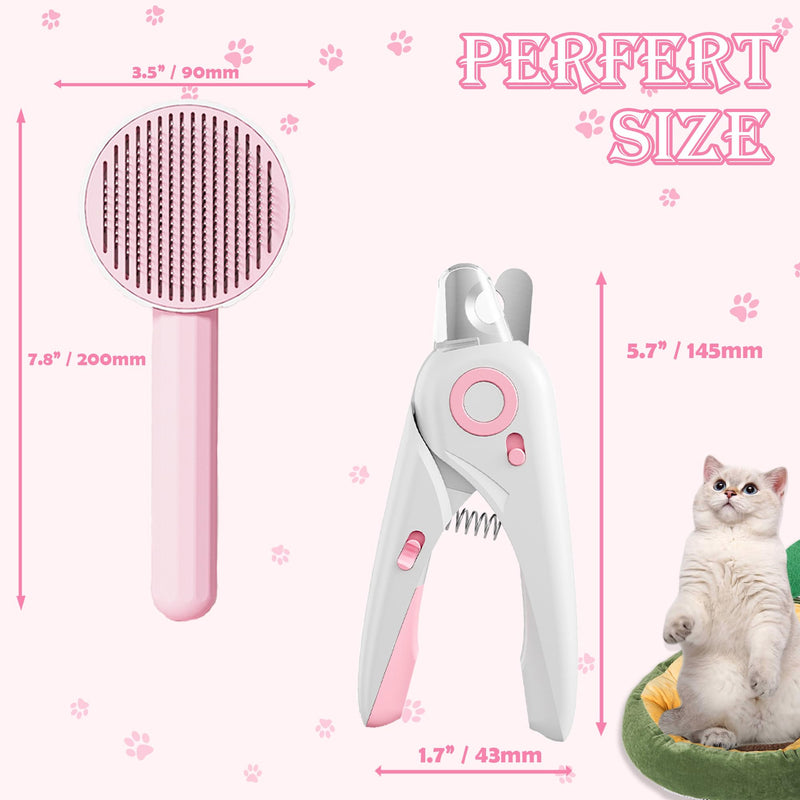 3PCS Pink Cat Grooming Kit, Nail Clipper Trimmer and Nail File, Brush for Shedding, Comb for Long Haired Cats, Pet Supplies and Essentials, Gifts for Cat Lover - PawsPlanet Australia