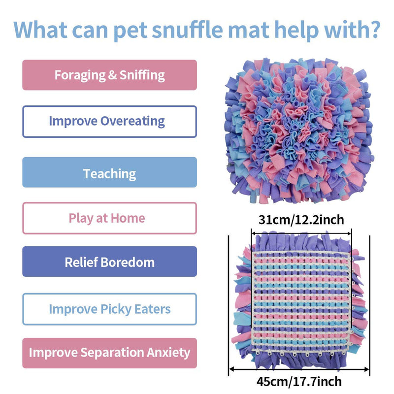 Pet Snuffle Mat for Dogs, Dog Feeding Mat, Nosework Training Mats for Foraging Instinct Interactive Puzzle Toys (Pink&Purple&Blue) Pink&Purple&Blue