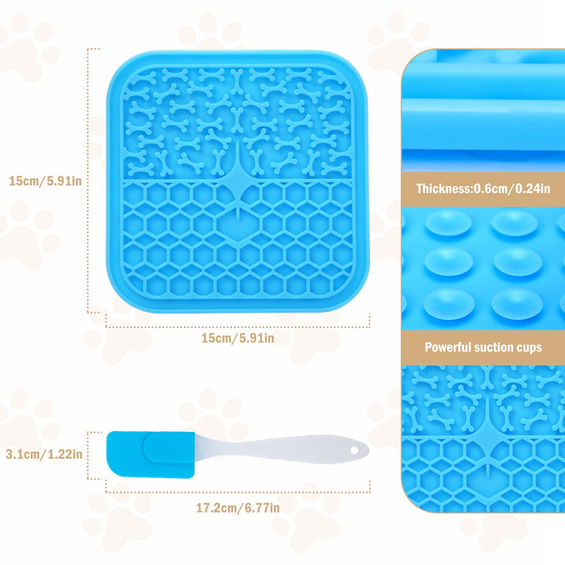 Lick Mat for Dogs Slow Feeder Licking Mat Anxiety Relief Lick Pad with Suction Cups for Peanut Butter Food Treats Yogurt, Pets Bathing Grooming Training Calming Mat - 2 Pack Small 2PCS Blue+Orange - PawsPlanet Australia