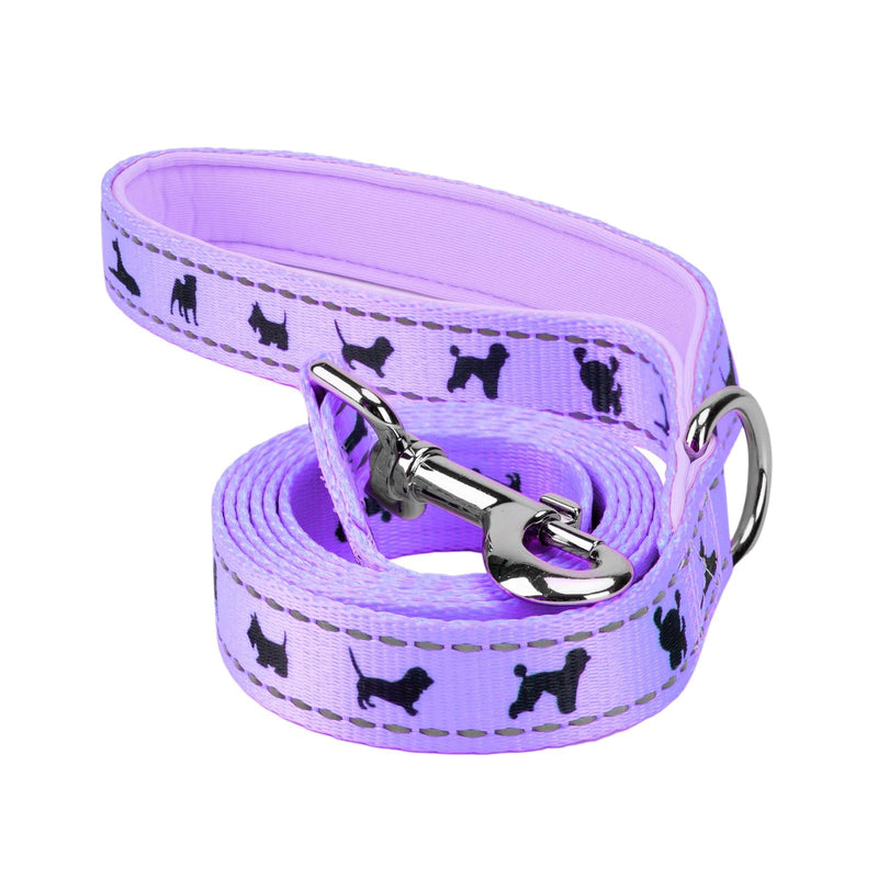 EcoBark Dog Leash - 4 FT / 5 FT / 6 FT Reflective Dog Leash- Eco-Bright Dog Leashes with Padded Handle - Strong Heavy Duty Dog Leash - Nylon Dog Leash for Small and Medium Dogs (Lavender Dog Leash) 5ft x 3/4 inch Lavender