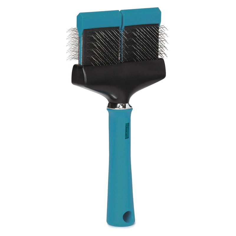 Master Grooming Tools Double-Sided Hard Flexible Slicker Brushes — Versatile Brushes for Grooming Dogs - Green, 8"L x 4"W, Large, Teal Double-Hard - PawsPlanet Australia