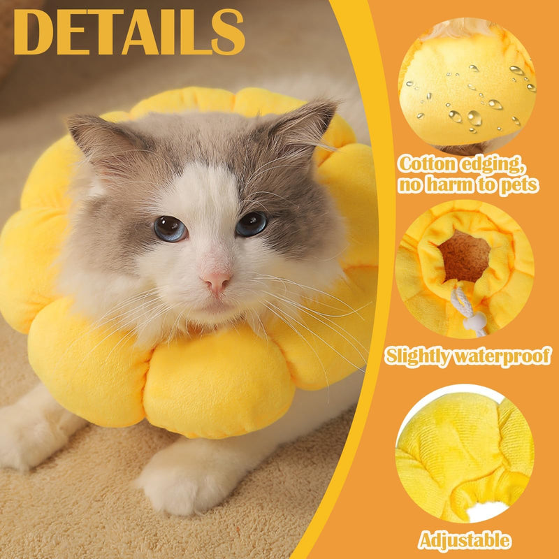 Cat Cone Collar,Cute Sunflower Neck Cone Adjustable Pet Recovery Collar for Cats Cat Donut Collar Anti-Bite Lick Cone Collar Soft for Cats Dog Rabbit Pet Medical M