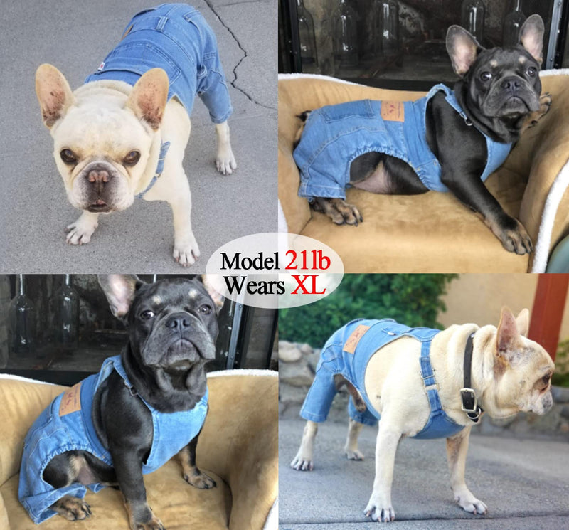 Dog Shirts Clothes Denim Overalls, Pet Jeans Onesies Apparel, Puppy Jean Jacket Sling Jumpsuit Costumes, Fashion Comfortable Blue Pants Clothing for Small Medium Dogs Cats Boy Girl (Blue, Medium)