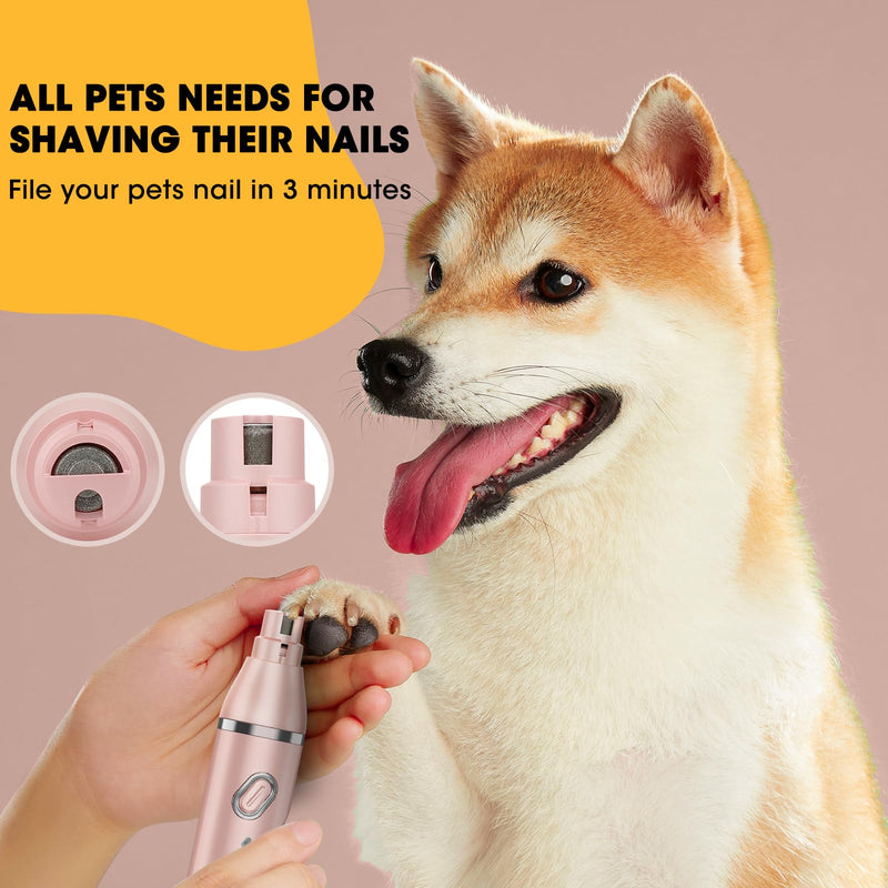 Upgrade Dog Grooming Kit, Cordless Dog Paw Trimmer, 4 in 1 Low Noise Pets Hair Clipper Grooming Kit, 2-Speed Nail Grinder with Stainless Steel Blade for Small Pet with Thick Coats (Pink) Pink - PawsPlanet Australia