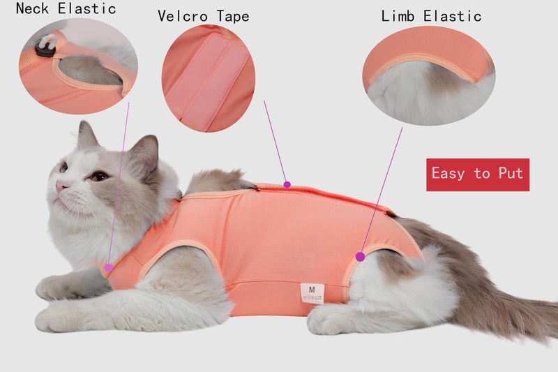 Cat Recovery Suit Female Kitten Cat Onesie for Cats After Surgery Female Spay Surgical Abdominal Wound Skin Diseases Cone Collar Soft Alternative Wear (Orange, M) orange Medium - PawsPlanet Australia