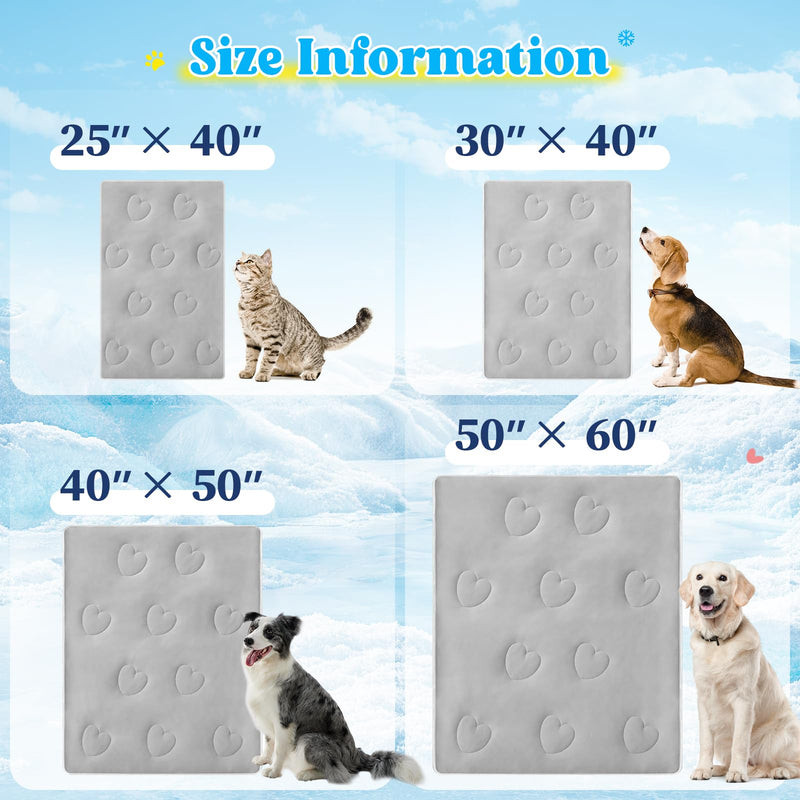 Cooling Blanket for Dogs, Lightweight & Durable Dog Cooling Mat, Q-MAX>0.45 Soft Breathable Pets Comforter for Couch, Bed & Car Essential - Light Grey 40x50 Inches 40''x50'' - PawsPlanet Australia