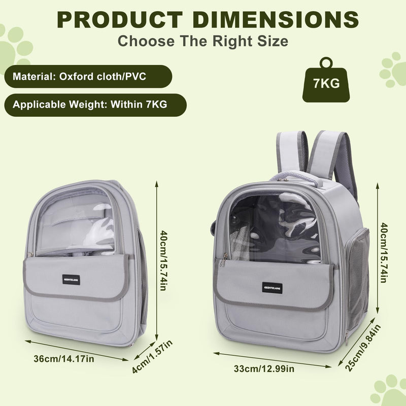 Cat Carrier Backpack, Spacious Breathable Cat Carrying Bag with Three Openings Removable Mat, Pet Backpack up to 7kg/15.4 Lb with Breathable Mesh, for Small Large Cat Pet Puppy Travel Grey - PawsPlanet Australia