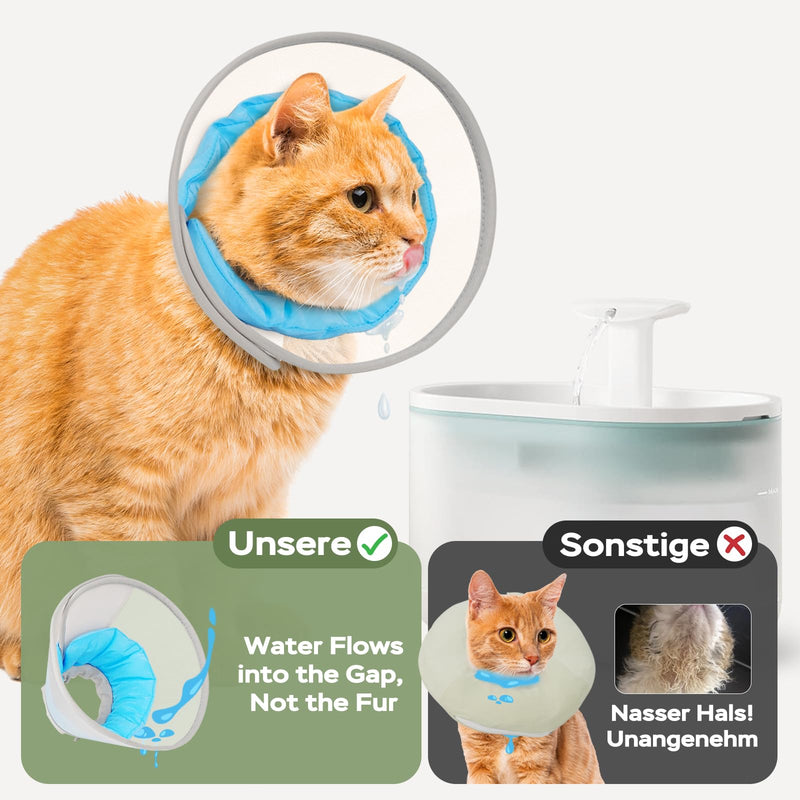 Supet Soft Cat Collar: Comfortable Waterproof Mesh Recovery Cone After Surgery to Prevent Licking and Scratching, Alternative to Plastic Elizabeth Head/Neck Cone (Light Blue, S) lightblue