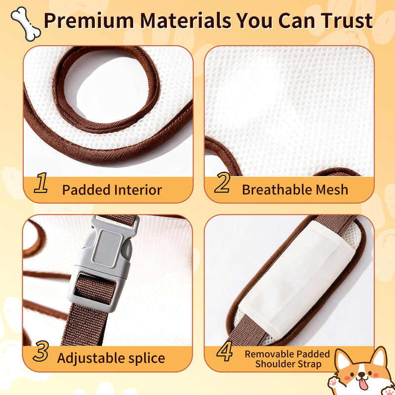 Puppy Sling Carrier Dog Lift Harness, Full Body Lift Harness for Small Dogs and Cats, Adjustable Breathable Vest Straps Portable Pet Carrier Backpack, Hands Free for Pets Cats Outdoor Travel (M) M - PawsPlanet Australia