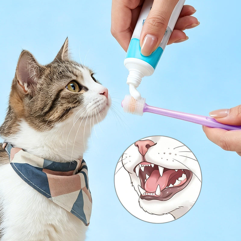 2Pcs Small Dog Cat Toothbrush, 360 Degree Pet Toothbrush Soft Silicone Deep Clean Pet Teeth Tooth Brush Cleaning Kit Independent Packaging