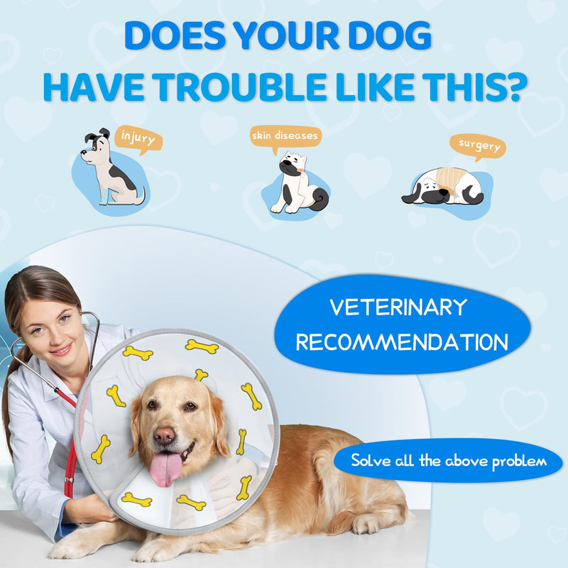 Supet Dog Cone Collar After Surgery to Stop Licking: Adjustable Recovery Elizabeth Collar Alternative for Large Medium Small Dogs, Plastic Pet Head Neck Cone (XS) Yellow XS(Neck: 9.5~11.5")