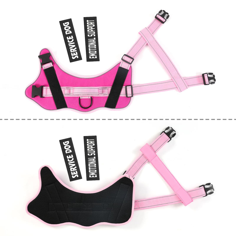voopet Emotional Support Dog Harness, Professional Service Dog Vest Harness for Small Medium Large Dogs, Reflective Breathable and Adjustable No Pull/Choke ESA Essential Harness Pink_Rose Small (Pack of 1) - PawsPlanet Australia