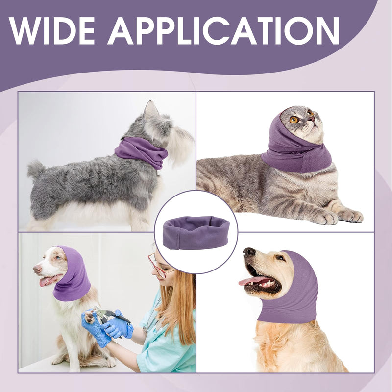 Dog Ear Cover for Anxiety Relief Grooming Drying Recovery, for Dogs Calming Snood Ear Protectors Soft Ear Muffs and Earmuff Head Wrap Dogs Hearing Protection (Purple) Purple