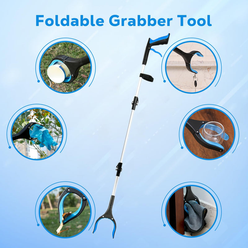 Grabber Reacher Tool - 43” Extra Long Foldable Gripper and Reaching Tool - Heavy Duty Pick Up Stick Grabbers for Seniors, Trash, Surgery Recovery Must Haves Gifts (Blue-43in) Blue-43in - PawsPlanet Australia