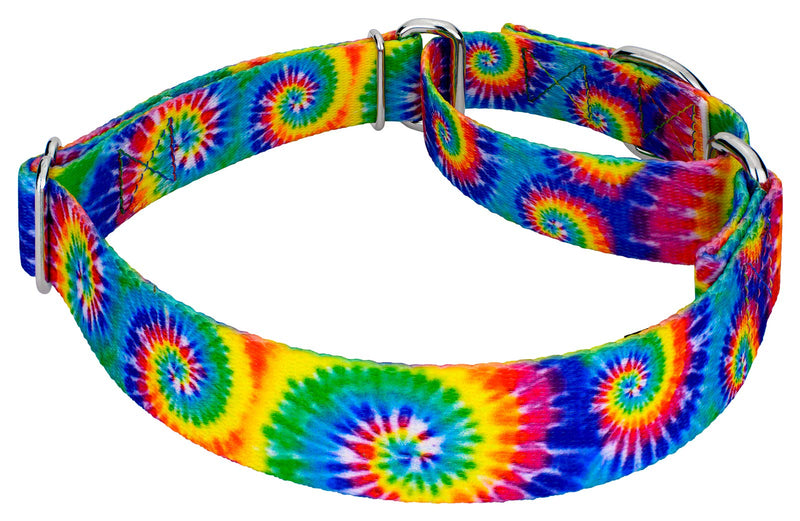 Country Brook Petz - Classic Tie Dye Martingale Dog Collar - Groovy Collection Featuring Far Out Designs (1 Inch, Large) Large (Pack of 1) - PawsPlanet Australia
