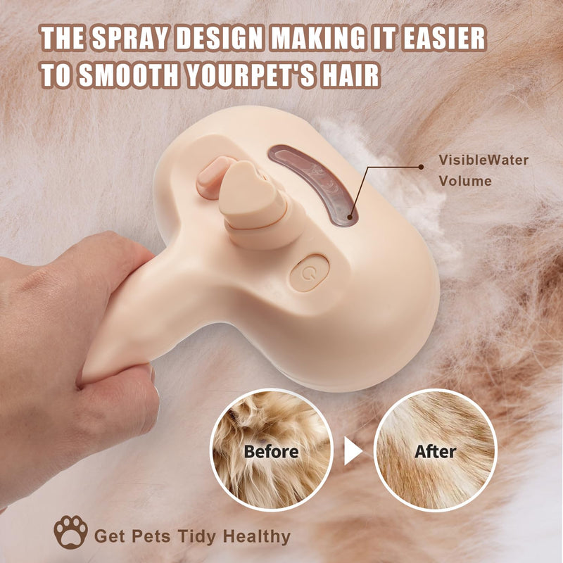 3-in-1 Pet Steam Brush, Grooming Comb with Water Tank for Cats and Dogs, Long and Short Hair (Pink) Pink - PawsPlanet Australia