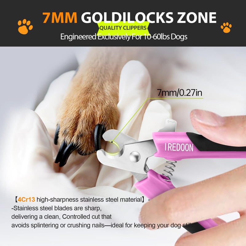 Dog & Cat Nail Clippers, 4Cr13 Stainless Steel Razor Sharp Blade - Professional Pet Grooming Tool with Nail File, Small Hand Friendly & Non-Slip Grip (Pink) Pink - PawsPlanet Australia