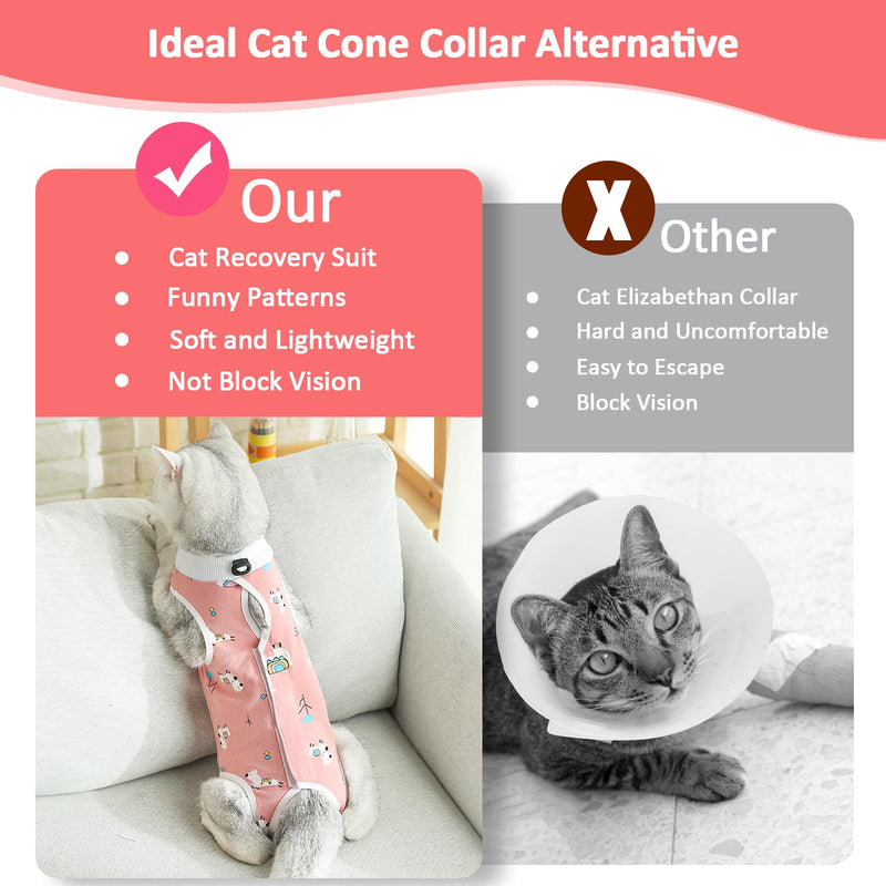 2 PCS Cat Recovery Suit for Spay Abdominal Wounds, Cat Onesie for Cats After Surgery, Cat Surgery Recovery Suit Female Breathable E-Collar Alternative Kitten Onesie for Cats Anti Licking (Medium) Sheep+Cat Medium - PawsPlanet Australia