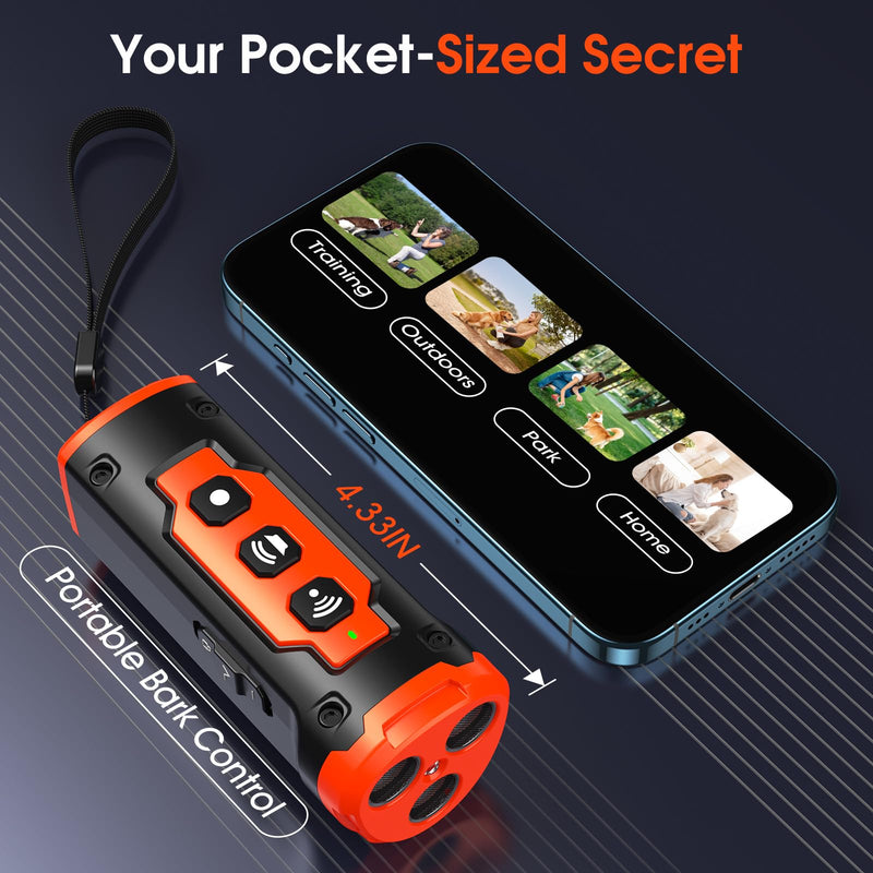 1-Touch Dog Bark Deterrent Devices with 3 Sonic Heads,Portable 50ft Range Anti Barking Device for Dogs,Rechargeable & Safe Dog Training Tool with Flashlight,Helps Improve Dog's Behavior Orange - PawsPlanet Australia