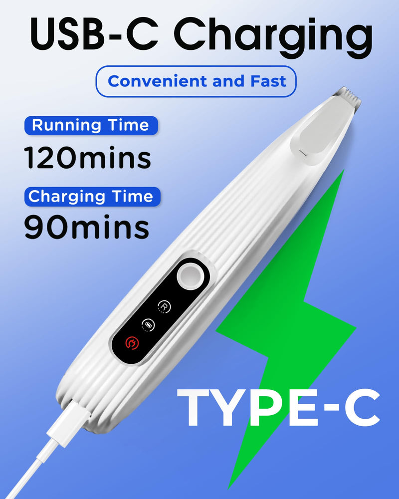 Upgraded Dog Paw Trimmer with LED Light, 9 mm Mini Blade (0.35 inches), Smart Display, Type-C Rechargeable Pet Clippers for Small Dogs Cats Trimming Paws, Eyes, Ears, Face, and Rump - PawsPlanet Australia
