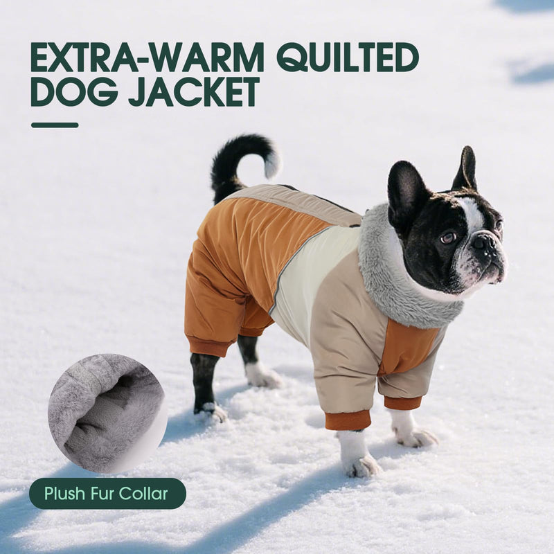 Kuoser Small Dog Coat - Warm Winter Jacket with Reflective Zipper, Built-in Harness, Perfect for Chihuahua, Yorkie (Brown XS) XS (PRIORITIZE BACK LENGTH: 9.8'') Brown