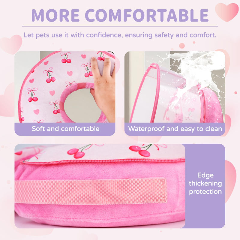 Inflatable Recovery Dog Cone Collar for Large Medium Dogs After Surgery, Soft Dog Donut Collar Adjustable Recovery Bone for Pets, Prevent from Biting & Scratching (Pink, M+) Pink M+