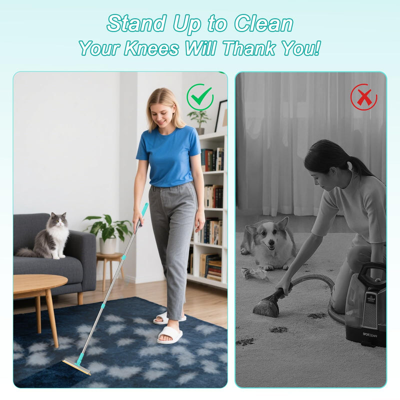 Carpet Rake for Pet Hair Removal - Reusable with Adjustable Long Handle, Dog & Cat Fur Brush & Scraper for Rugs, Floor Mats, Couches, Furniture and Car Interiors - PawsPlanet Australia