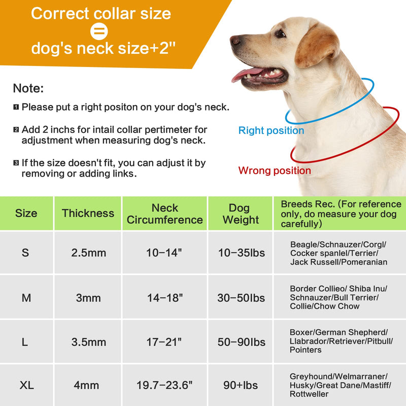 Dog Prong Training Collar, Dog Choke Pinch Collar with Nylon Cover Comfort Tips and Quick Release Snap Buckle, Dog Classic Collar and Dog Leash Medium, 3mm, 14-18'' Neck Black - PawsPlanet Australia
