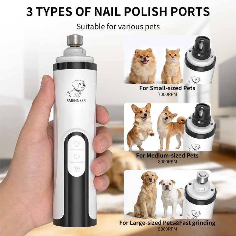 YFL Upgraded Dog Nail Grinder with LED Light, Super Quiet 2-Speed Electric Pet Nail Trimmer, Professional Rechargeable Dog Nail Clippers for Large Medium Small Dogs & Cats