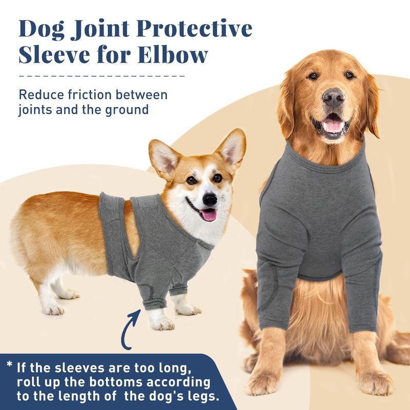 Dog Leg Sleeve to Stop Licking, Dog Recovery Sleeves for Wounds Front Legs, Dog Anti-Lick Sleeves, Dog Surgical Recovery Sleeve, Dog Leg Wound Cover Arm Protector for Leg Injuries & Joint Pain XX-Large Dark Grey - PawsPlanet Australia
