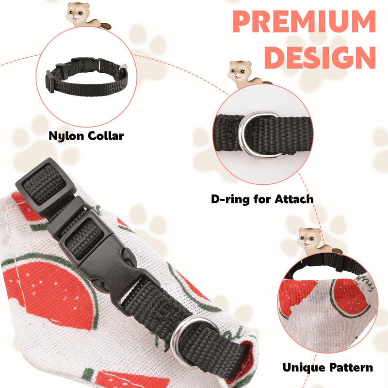 2-Pack Ferret Bandana Collar & Bibs, Quick Release Buckle, Fruit Pattern, Small Size, Red & Pink - PawsPlanet Australia