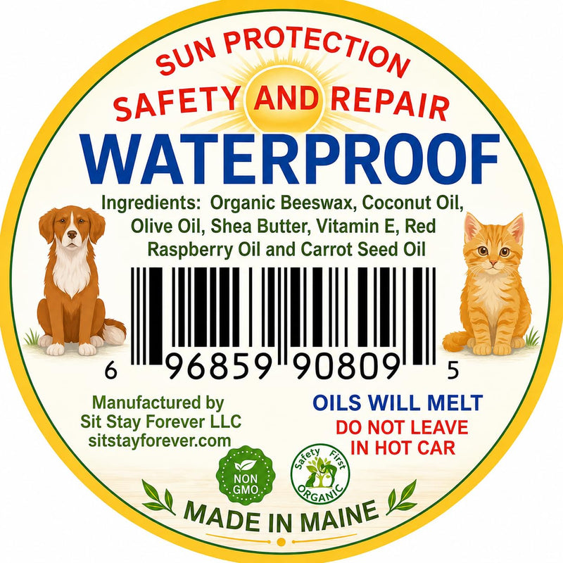 Sit Stay Forever Organic Sunscreen for Dogs and Cats, Dog Sunscreen, Dog Beach Essentials, Pet Sunscreen Cream for Dogs, Zinc Free, Dog Sun Protection, Dog Sunblock, Cat Sunscreen Made in USA, 2 oz