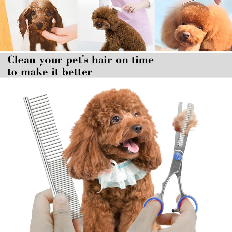 6-Piece Professional Dog Grooming Scissors Set - Curved, Round Tip, Stainless Steel, Pet Hair Trimming Scissors with Storage Bag Blue