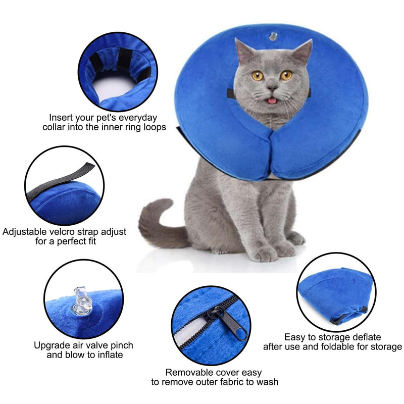 Inflatable Dog Collar - Pet Recovery and Protection Cover, Neck Collar After Surgery, Cone Alternative Blue M