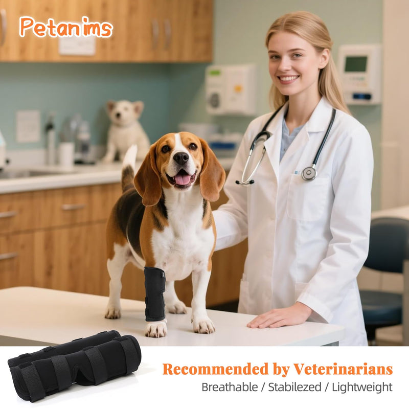 Petanims 2 Packs Dog Front Leg Brace for Remission Hyperextension - Wrist Support for Sprain, Arthritis & Injury Recovery - Adjustable Non-Slip Dog Leg Wrap, Fits Left or Right, Small S