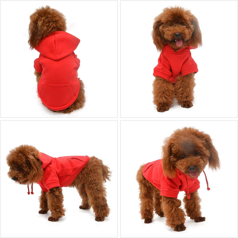 Lovelonglong Blank Basic Hoodie Sweatshirt for Dogs 100% Cotton Fits Small Medium Dachshund Large Dog Red 4XL 4XL (-80lbs) - PawsPlanet Australia