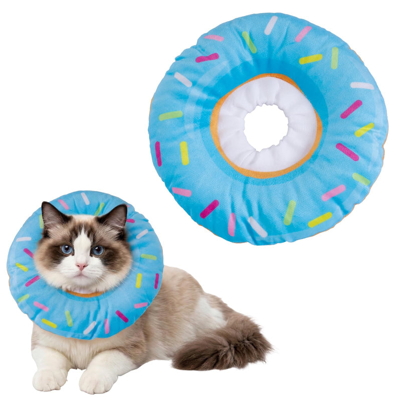 Blue Soft Cat Cone Collar Comfortable Adjustable Donut Recovery Collars Lightweight Elizabeth Collar Post-Surgery Wound Care Anti-Licking and Biting for Small Cats Blue