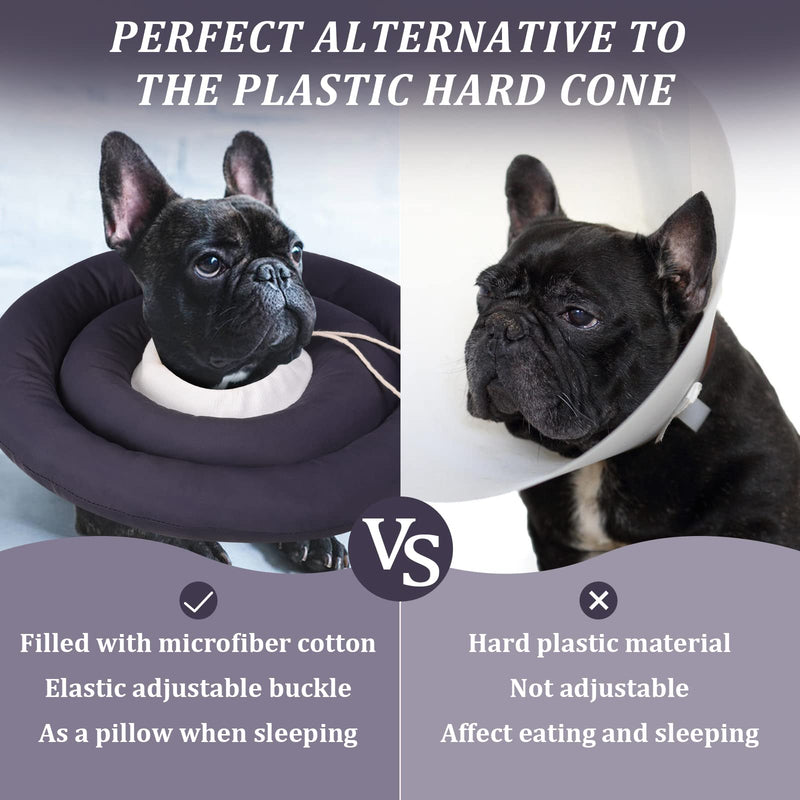 IDOMIK Dog Recovery Collar, Waterproof Soft Pet Recovery Cone After Surgery, Comfy Protective Elizabeth Collar Adjustable Neck Donut for Dogs Cats, Safe Alternative Collar Anti-Licking Biting Wounds XX-Large Grey - PawsPlanet Australia